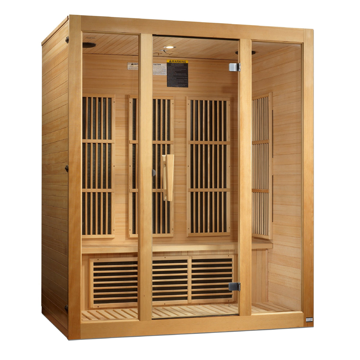Maxxus Bellevue MX-J306-01 3-person Low EMF FAR infrared sauna front three-quarter view