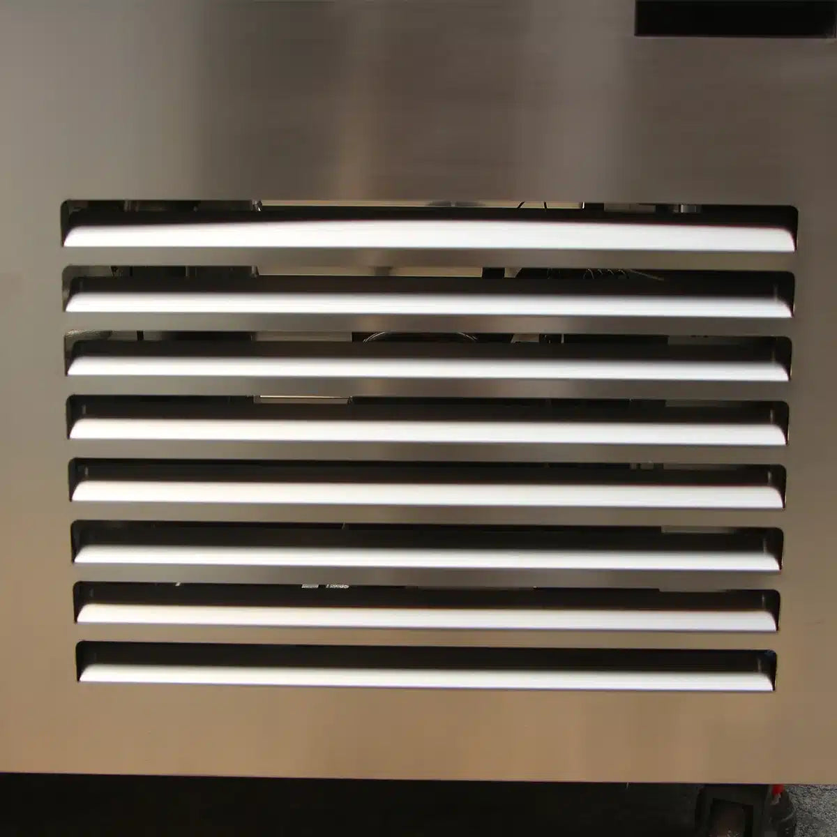 Close-up of the Bropool CT-26 stainless-steel cold plunge finish