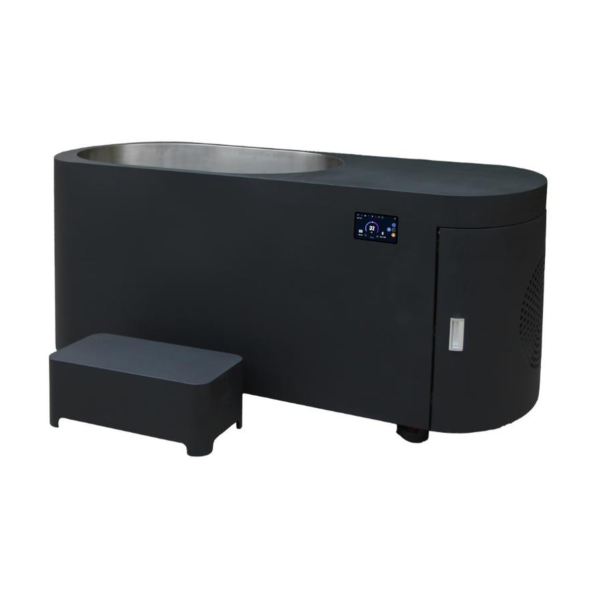 Recovery Legacy CT-21 oval stainless-steel cold plunge with integrated water chiller, product view