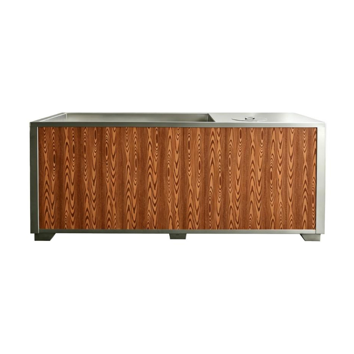 Bropool CT-22 stainless-steel cold plunge with wood-look exterior and integrated cooling cabinet