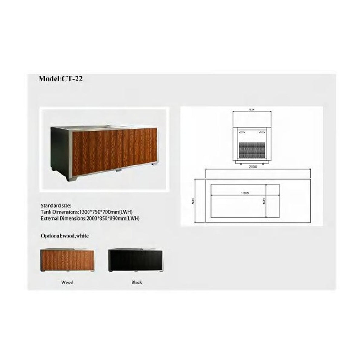 Recovery Legacy CT-22 cold plunge dimension diagram showing overall and interior tub measurements