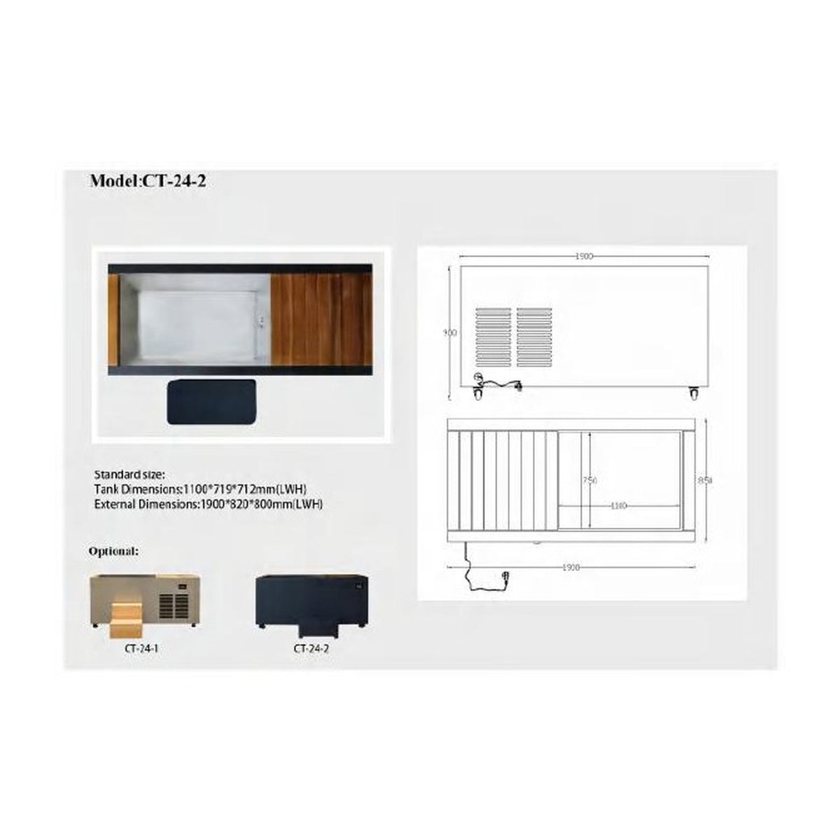 Recovery Legacy CT-24-02 cold plunge dimensions diagram with overall size and interior tub measurements