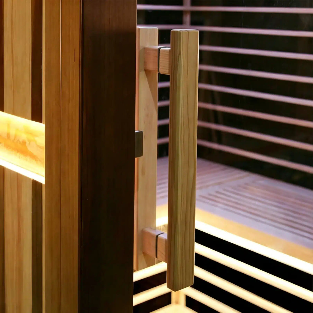 Close-up view of the Bropool IS-1504 indoor sauna finish and design