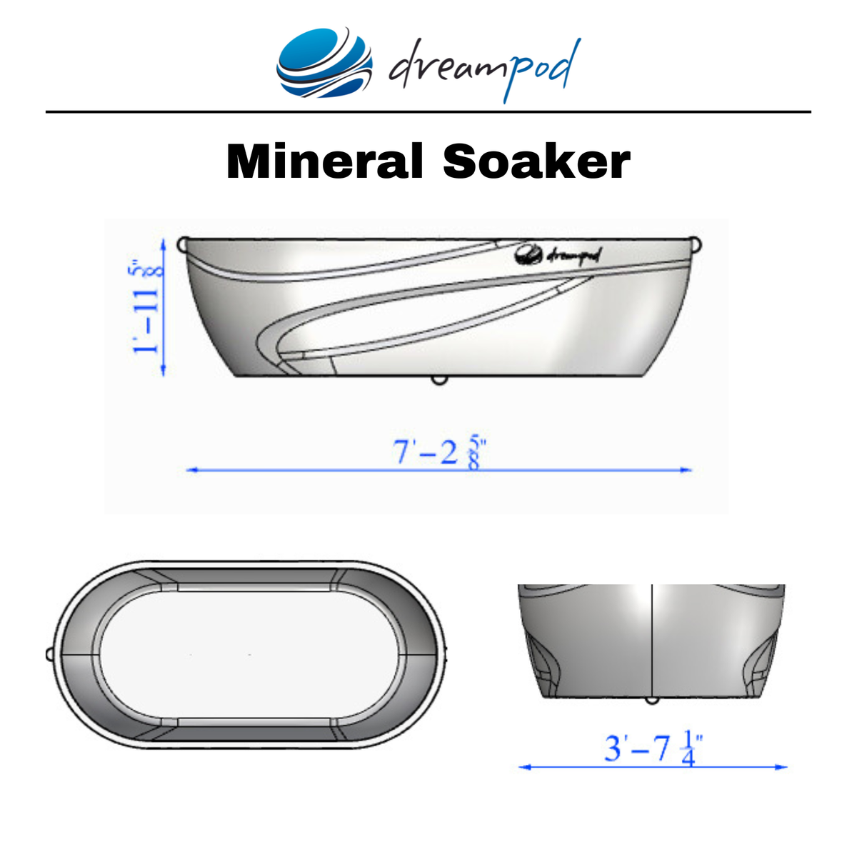Dreampod Mineral Soaker dimensions