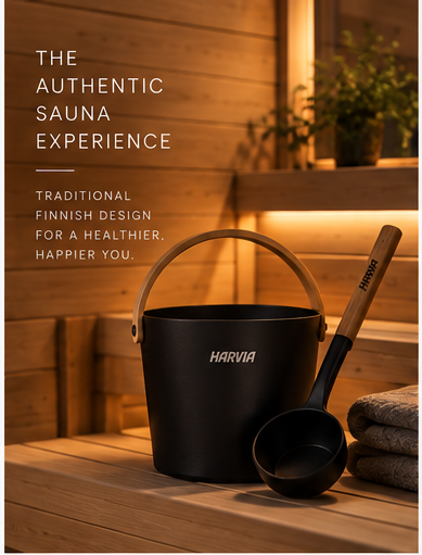 Harvia Black Pail and Ladle Set