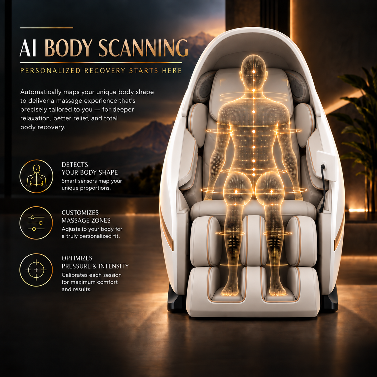 TruComfort OmniSense 4D Massage Chair feature infographic