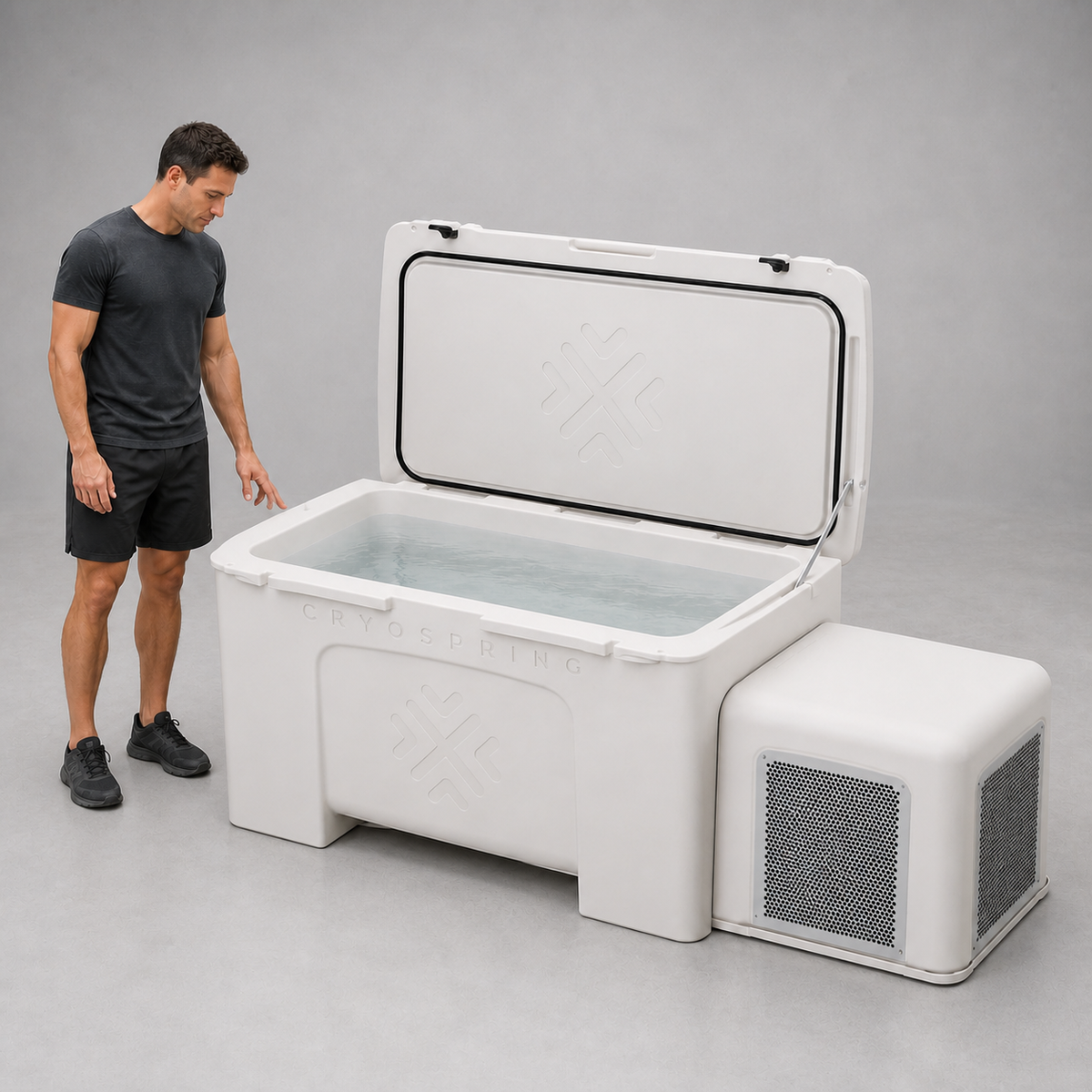 Barton Cold Plunge with Ozone Sanitation in limestone white