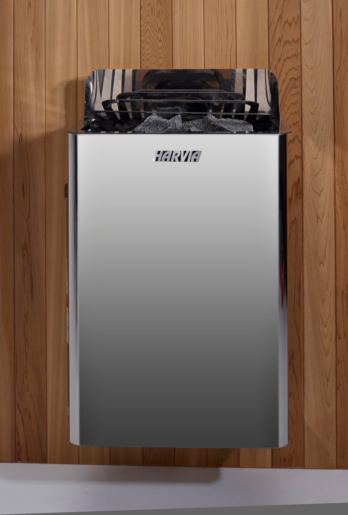 Golden Designs Carinthia Harvia traditional sauna heater installation detail