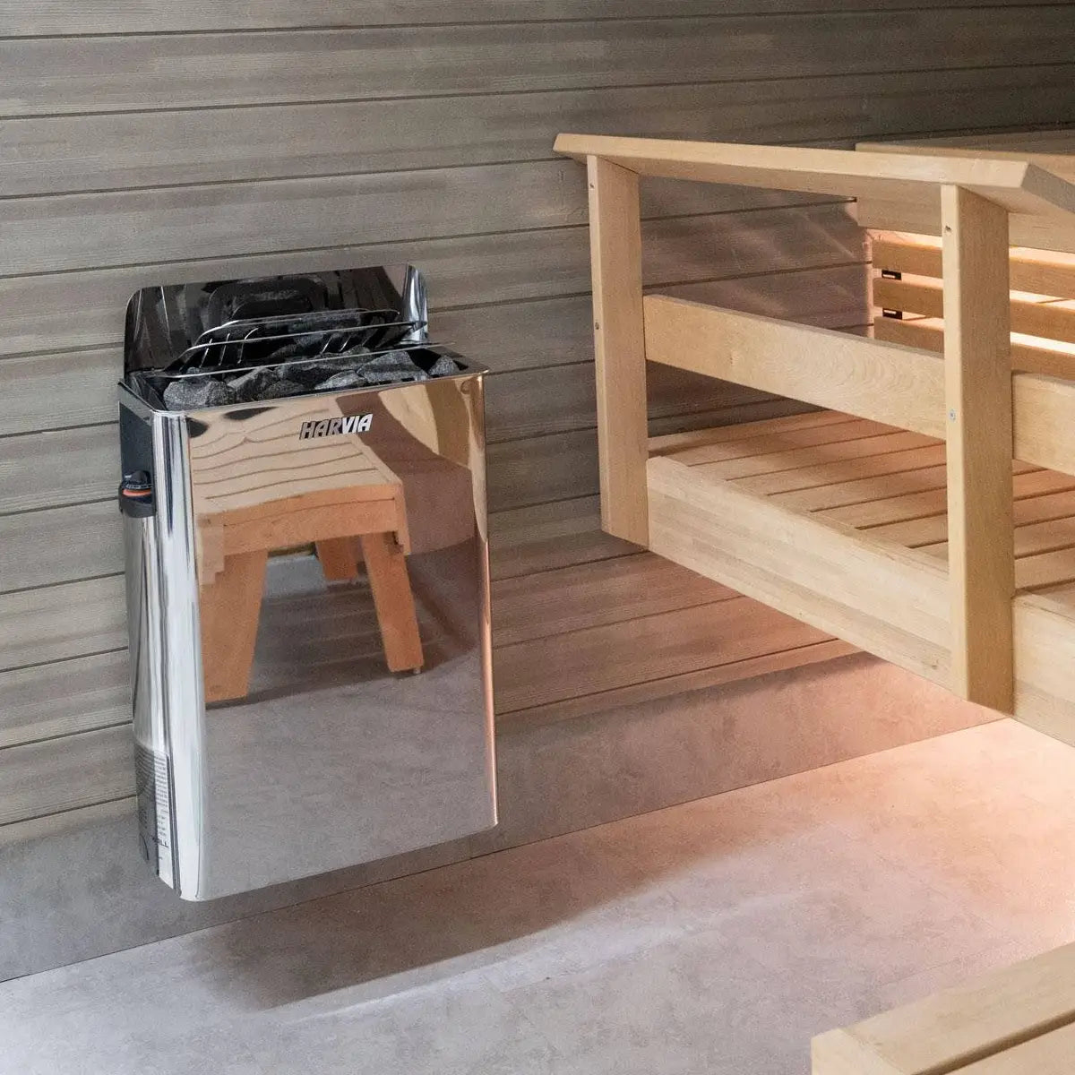 Harvia Wall Sauna Heater with Built-In Controls - Finnish Sauna Builders