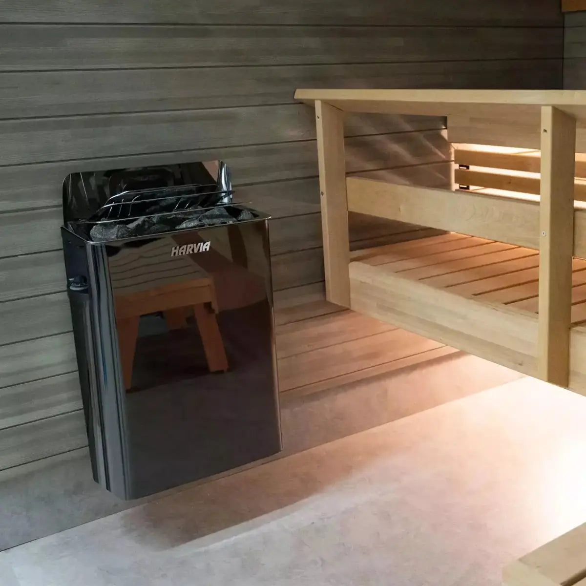 Harvia Wall Sauna Heater with Built-In Controls - Finnish Sauna Builders