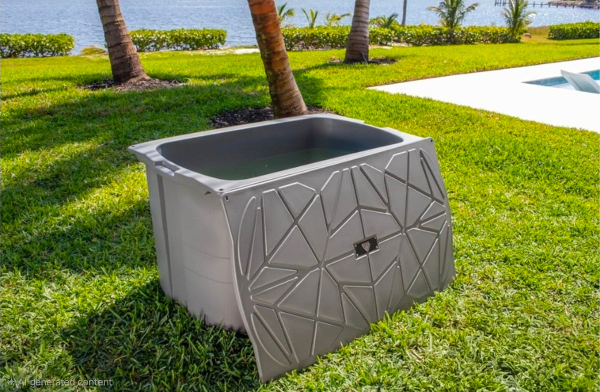 Frozin 400 Grey Granite cold plunge tub outdoors