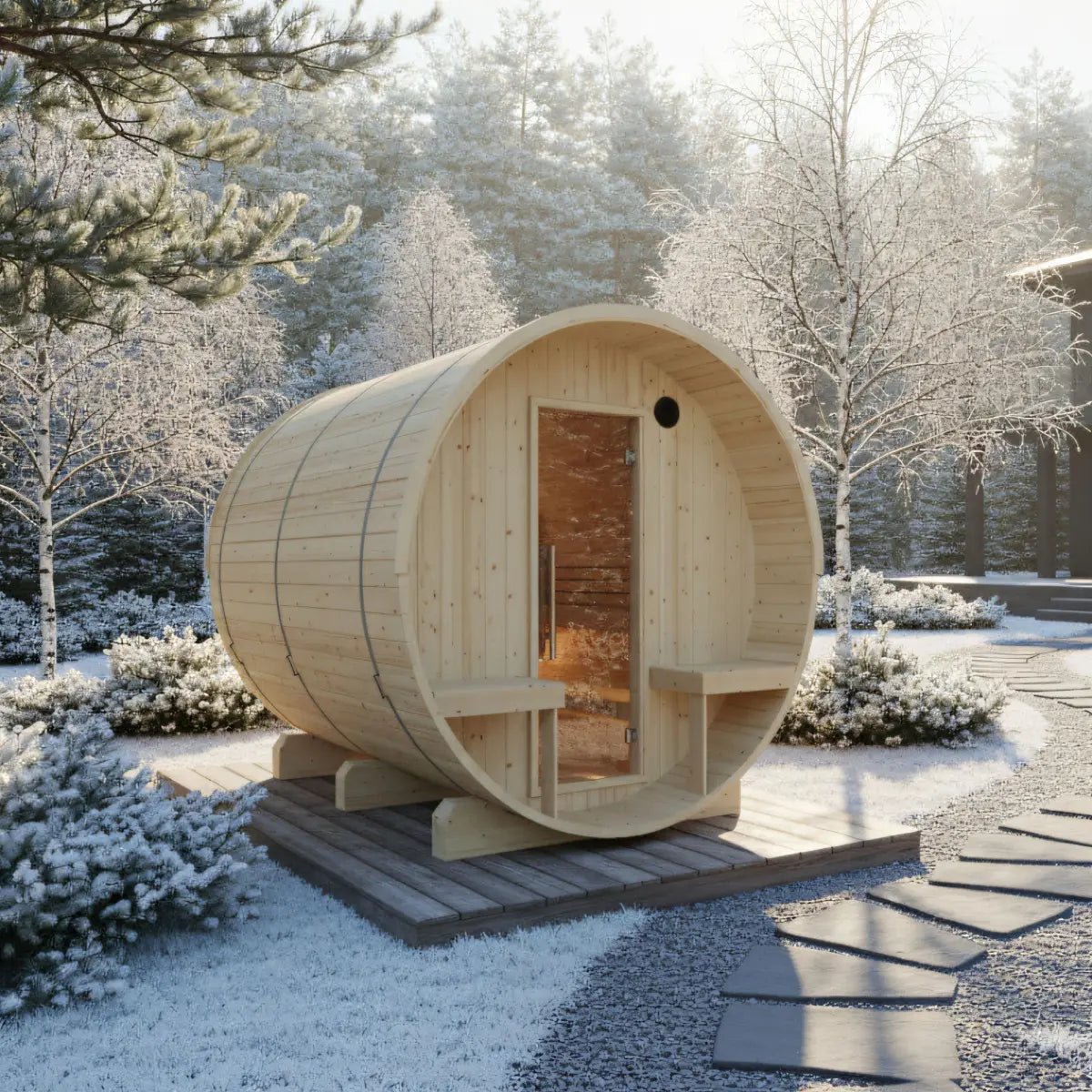 Turku Finnish Barrel Sauna with Terrace and Wi-Fi Heater