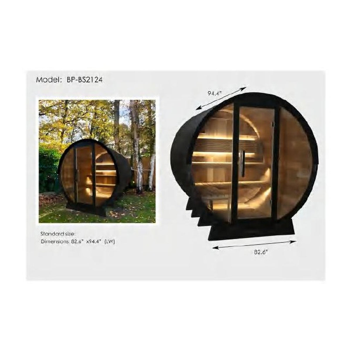 Bropool BP-BS2124 Barrel Outdoor Sauna | Recovery Legacy