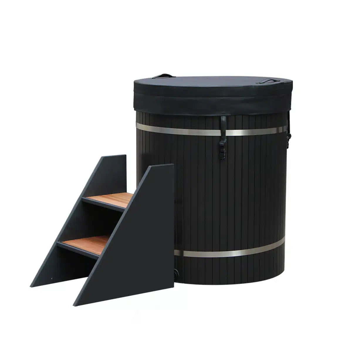 Bropool CT-06 round black WPC cold plunge, additional side view