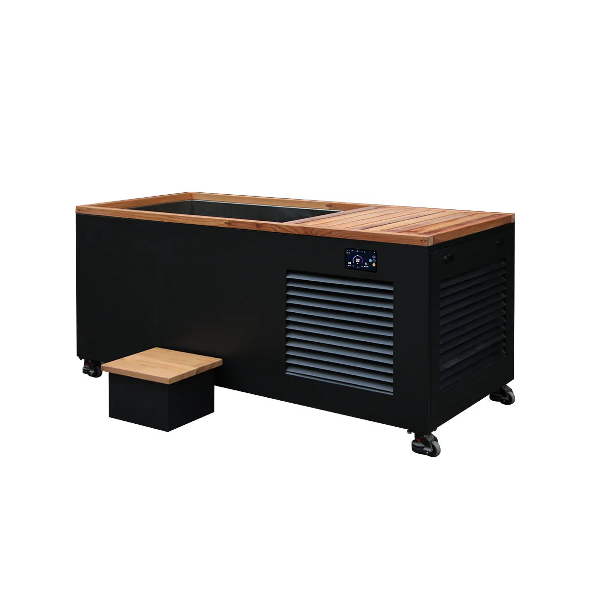 Side profile of the Recovery Legacy CT-14 integrated cold plunge and equipment housing