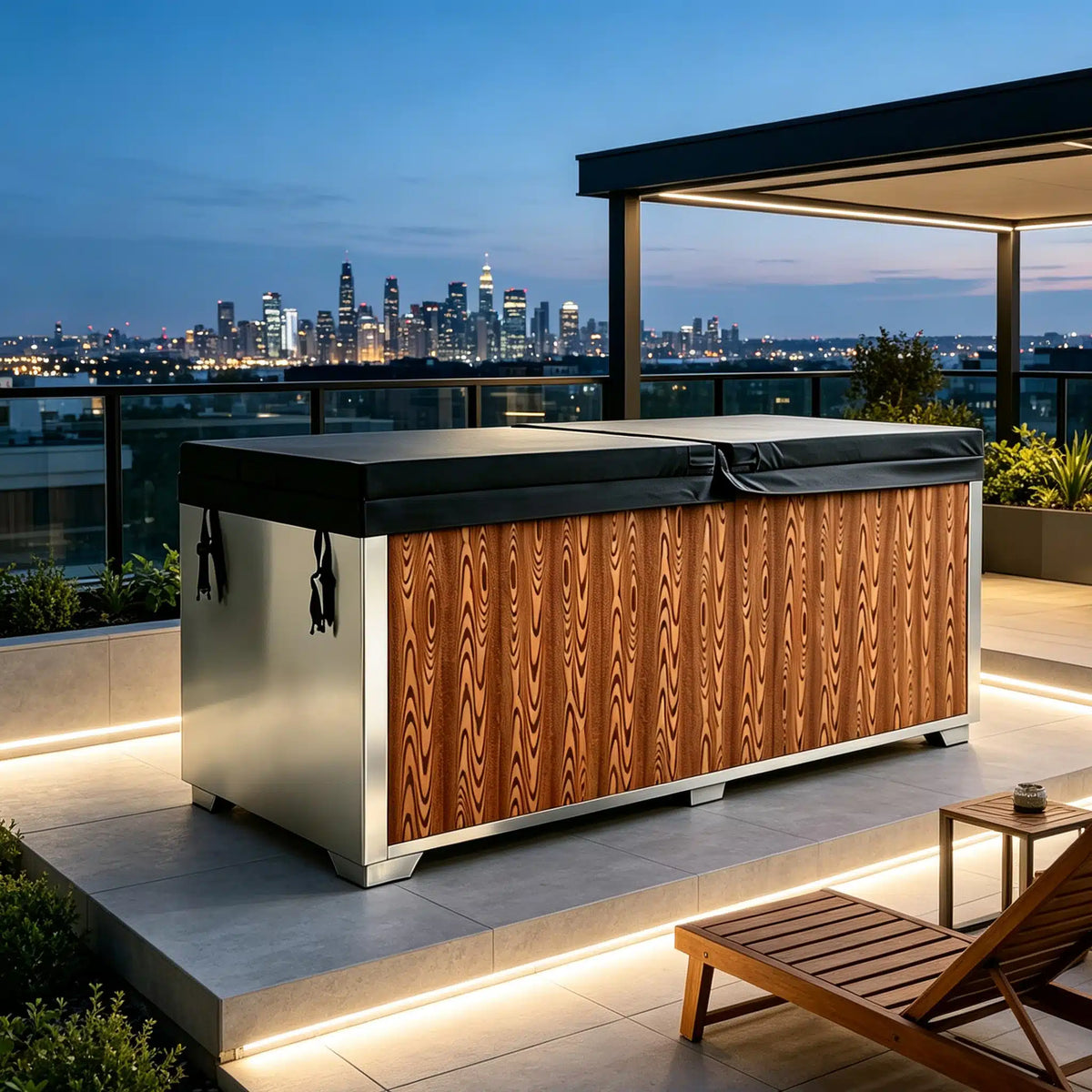 Bropool CT-22 rectangular ice-making cold plunge in a furnished wellness setting