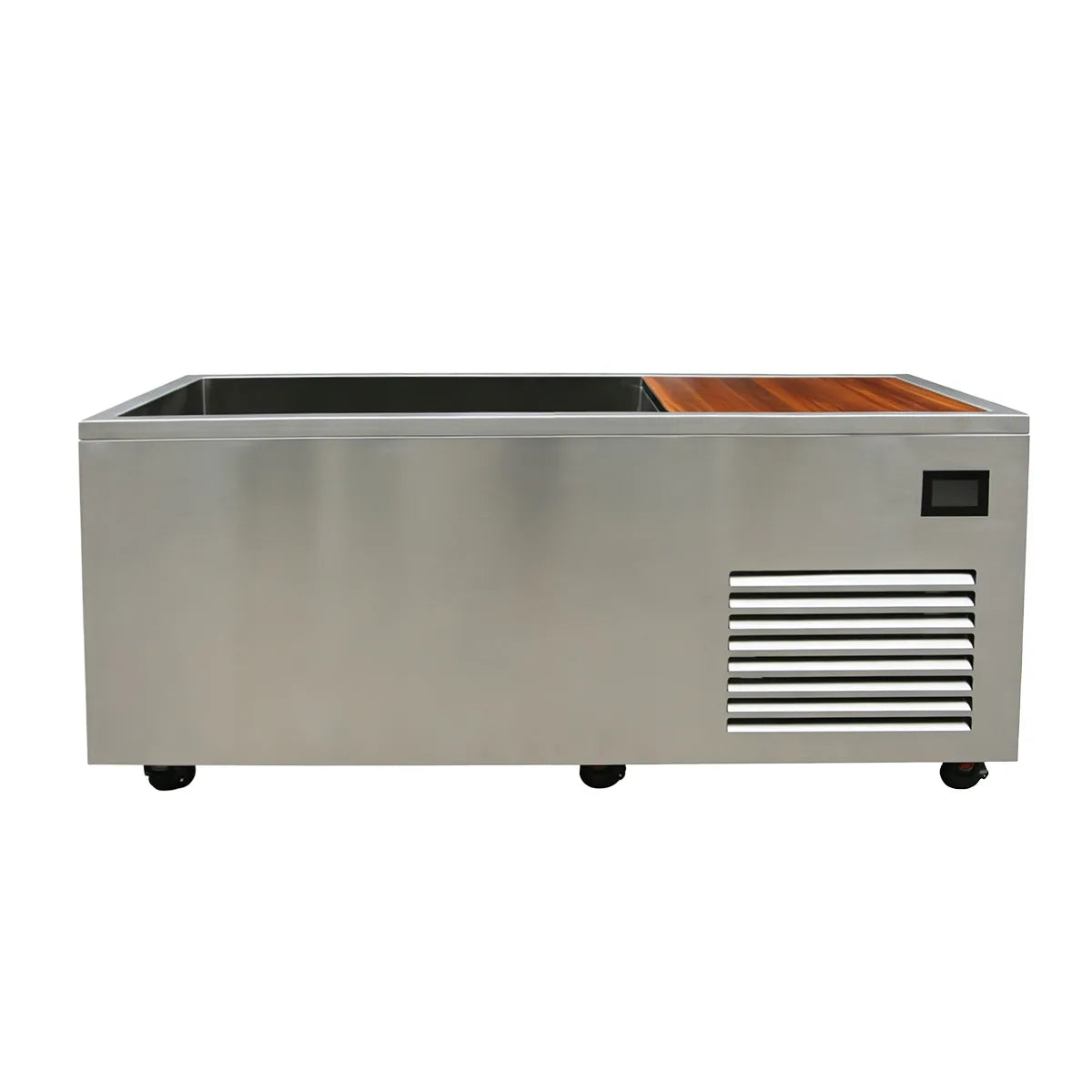 Bropool CT-26 integrated stainless steel cold plunge, front view