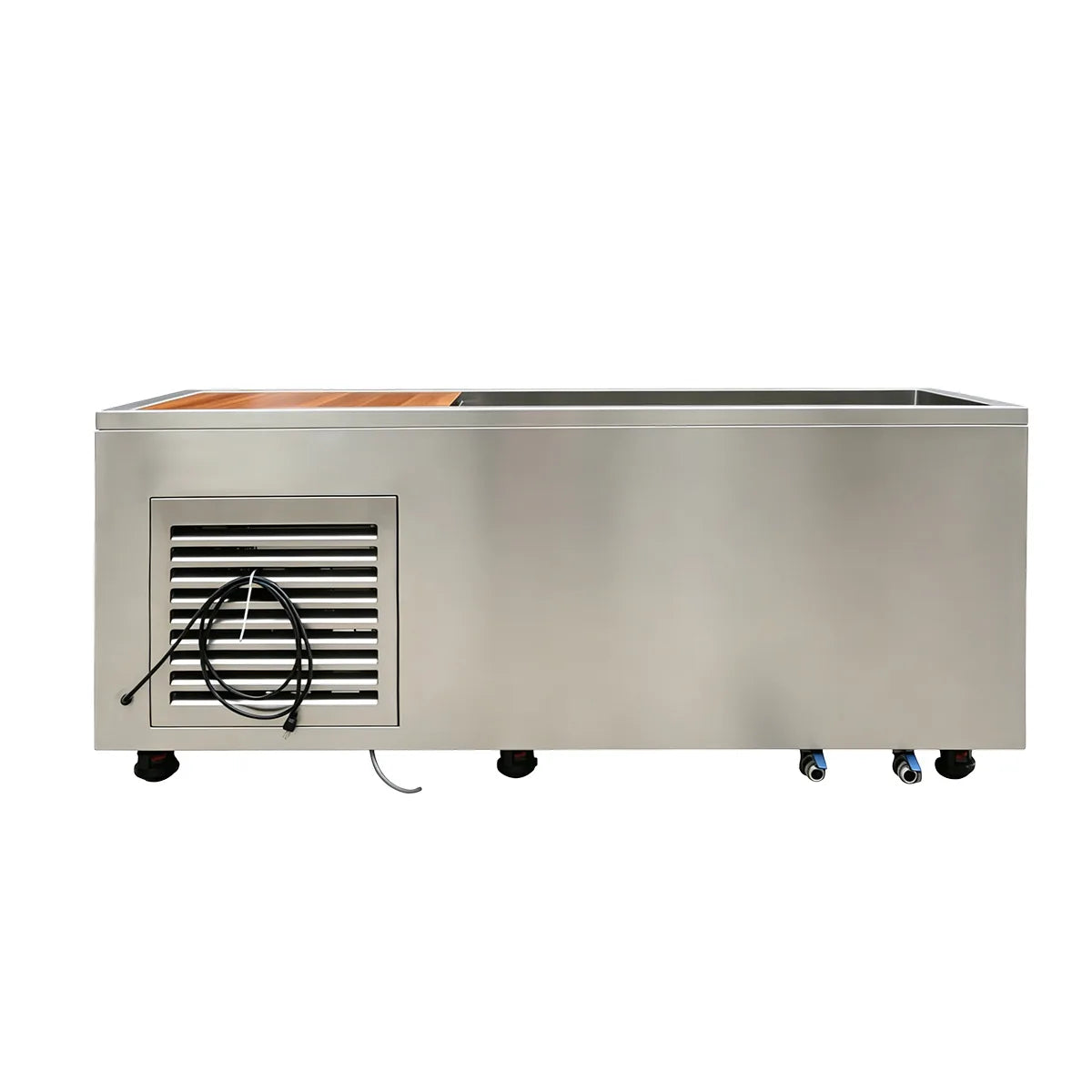 Bropool CT-26 integrated stainless steel cold plunge, rear view