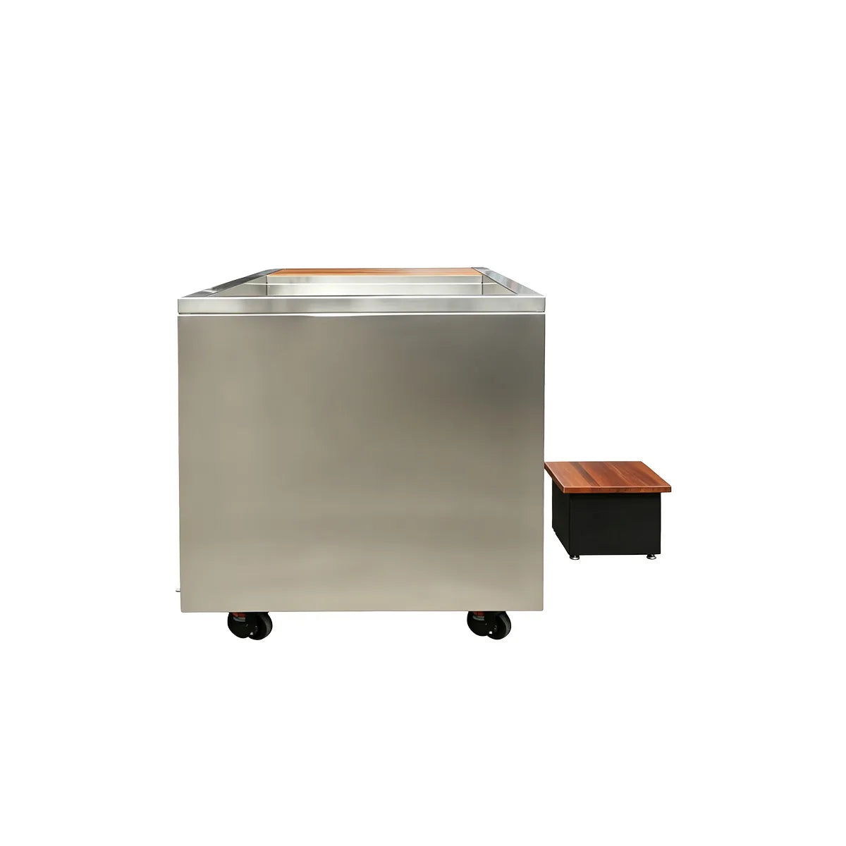 Bropool CT-26 integrated stainless steel cold plunge, side view