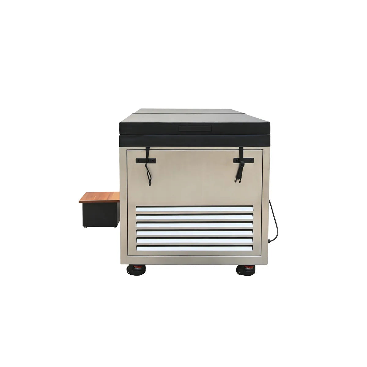 Bropool CT-26 integrated stainless steel cold plunge, alternate side view