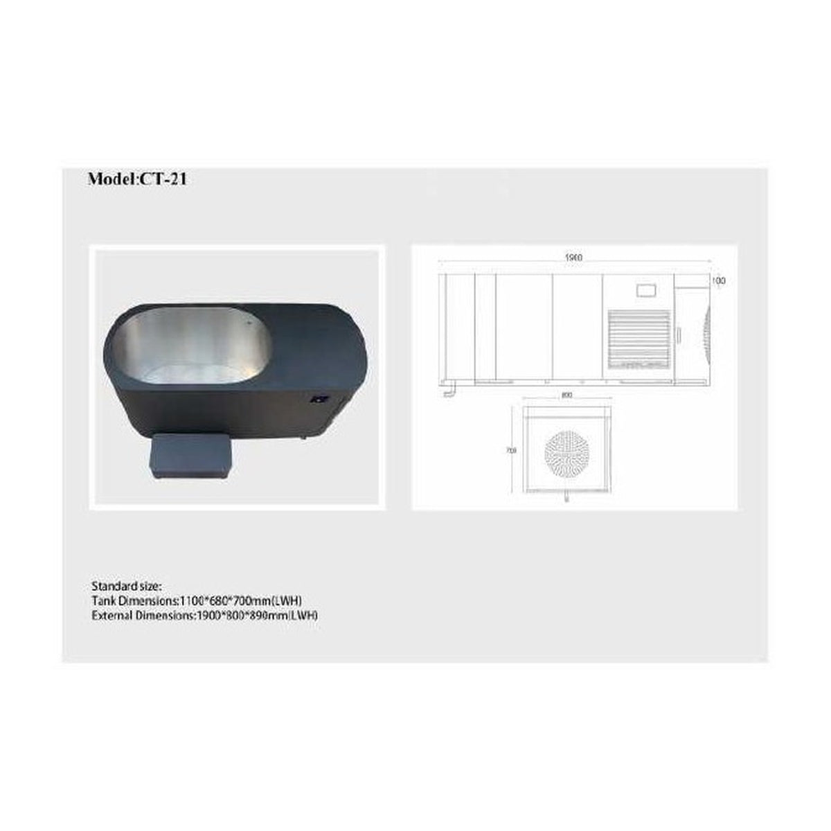 Recovery Legacy CT-21 dimensions and configuration reference