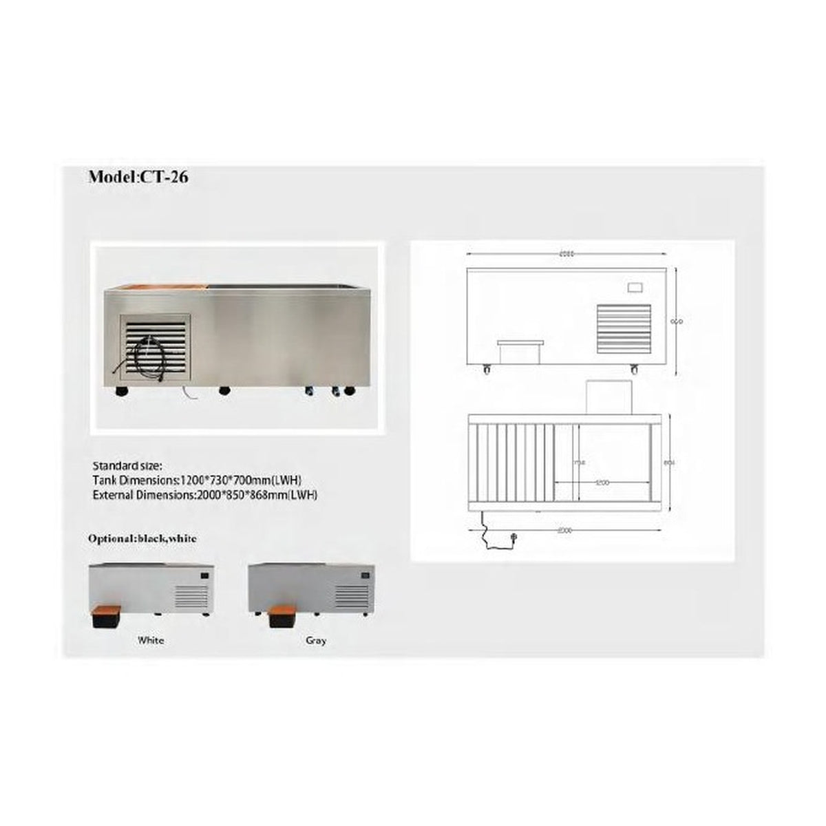 Bropool CT-26 dimensions and configuration reference
