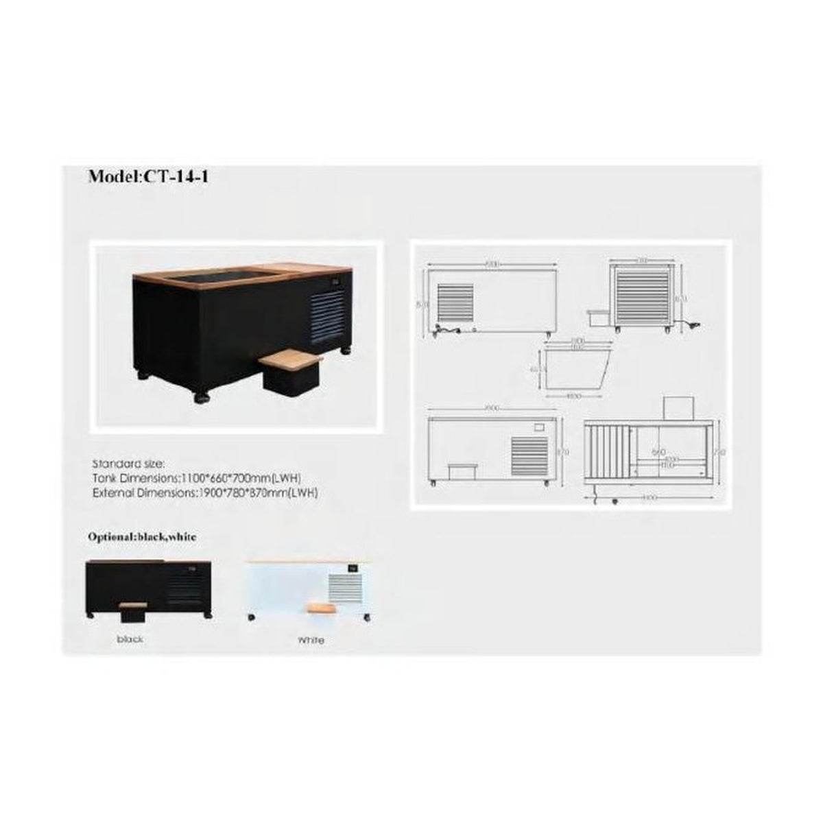 Recovery Legacy CT-14 cold plunge dimensional diagram and equipment configuration reference
