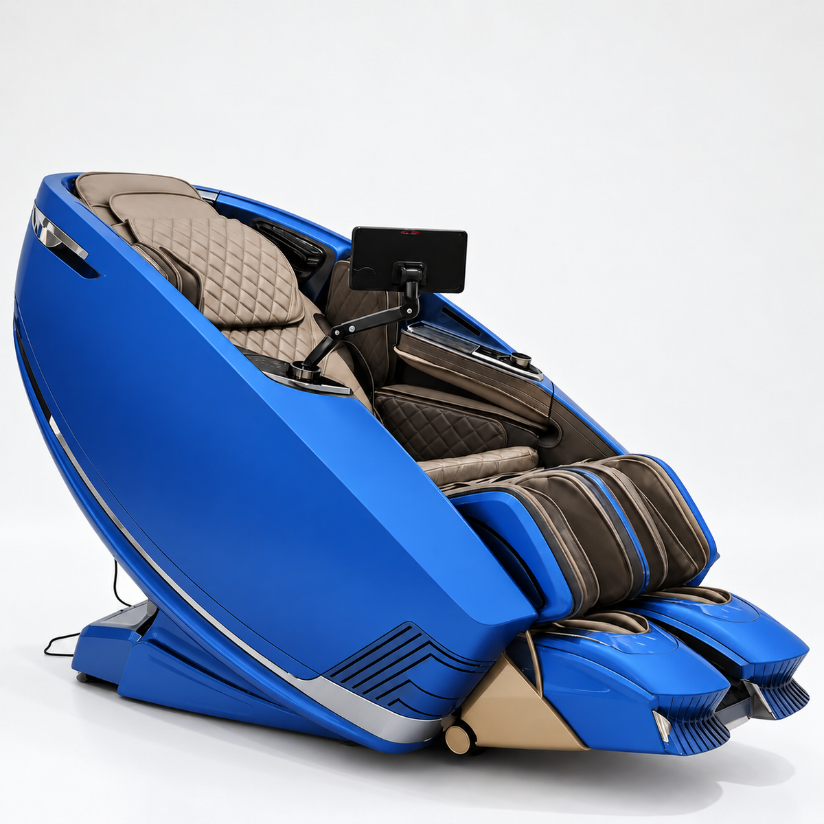 360massage Auren massage chair in blue, angled front view