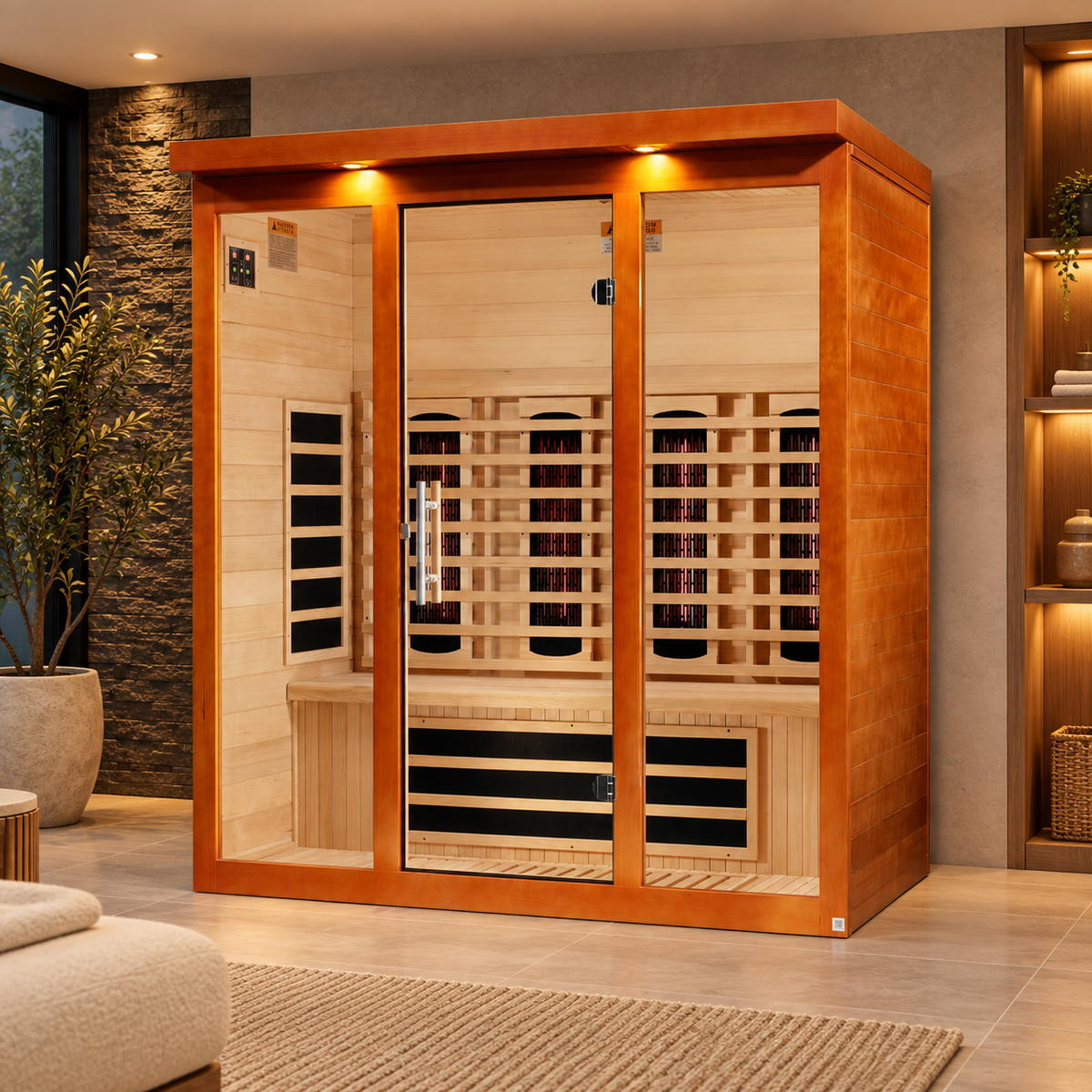 Dynamic Vila Grande DYN-6415-03 4-person full-spectrum infrared sauna in a modern home wellness room