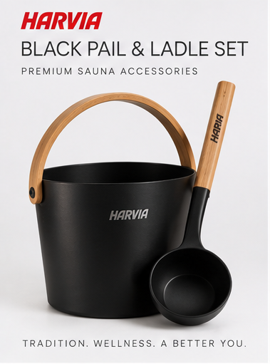 Harvia Black Pail and Ladle Set