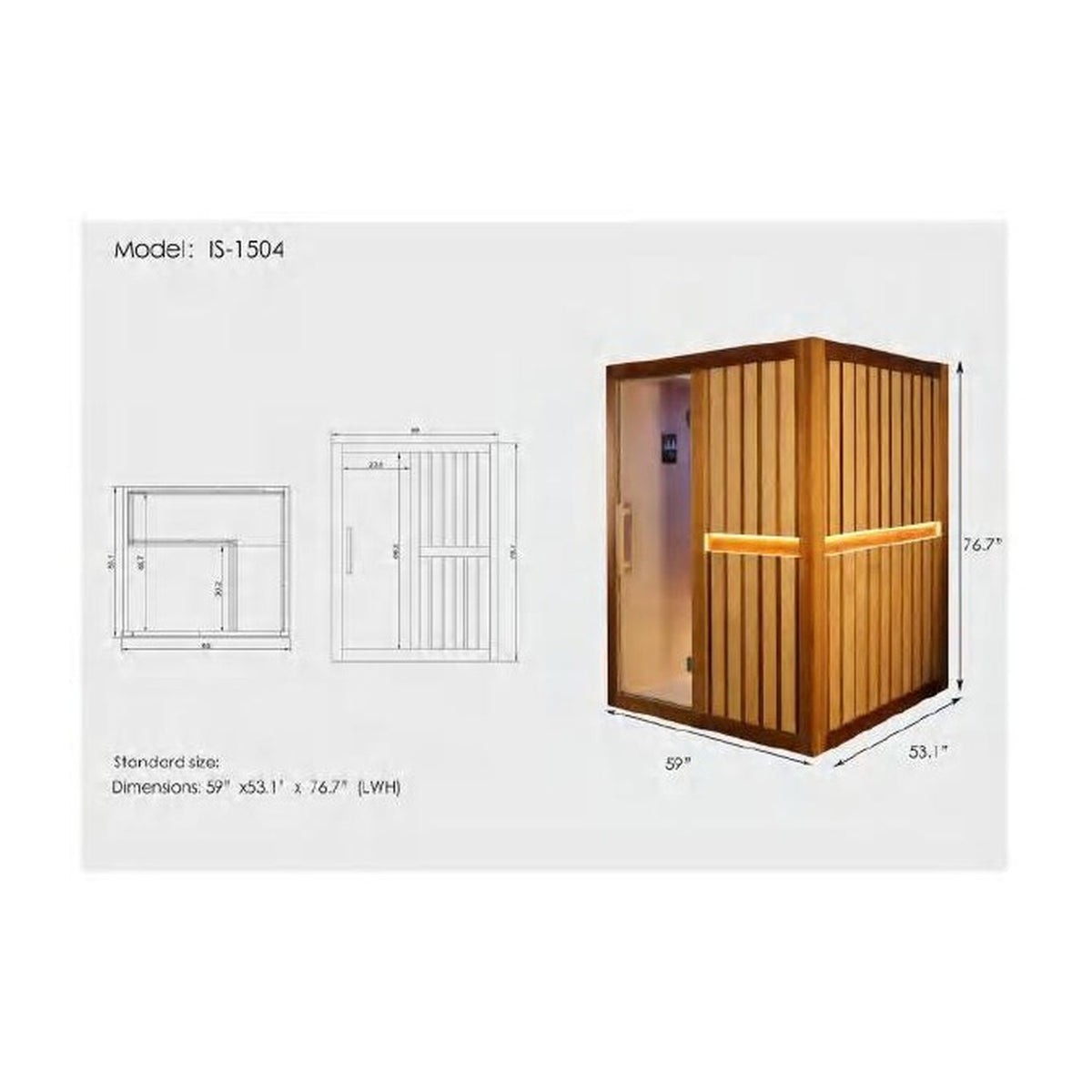 Bropool IS-1504 sauna dimensions and layout reference