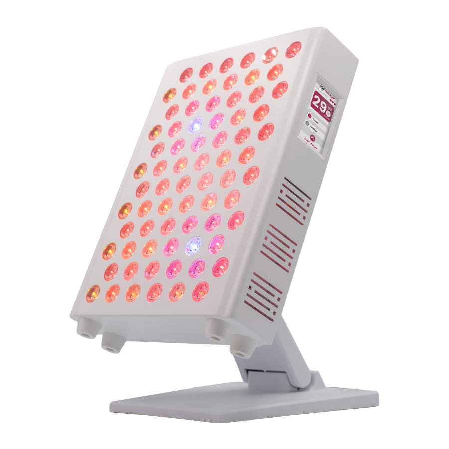 Vital Pro 2.0 targeted red light therapy panel front view with integrated tabletop stand