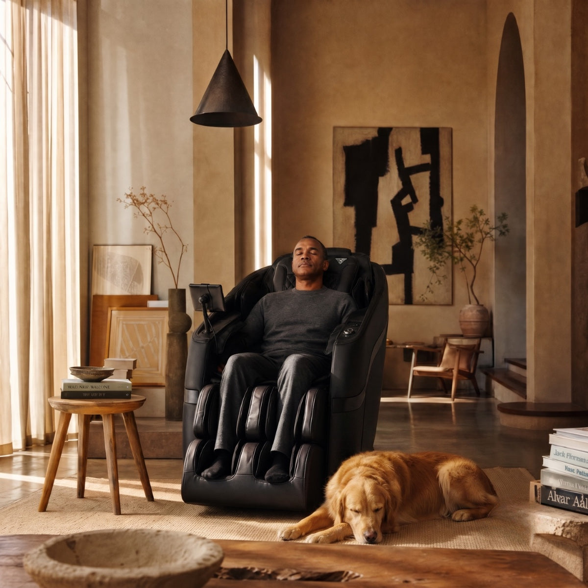 Floridian Brand Rebel 4D massage chair in a luxury home setting